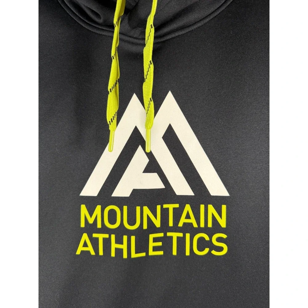 The North Face Mountain Athletics Hoodie Men XL Black Yellow Pullover Sweatshirt